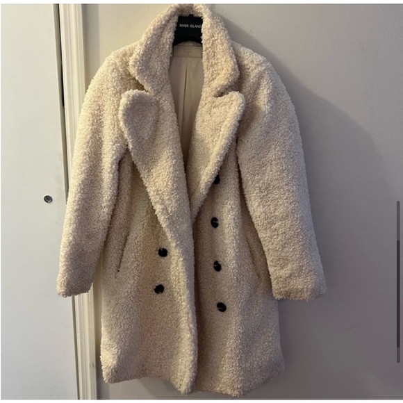 Blank NYC shearling double breasted teddy coat, ivory, size XS - Picture 9 of 10